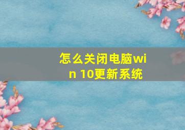 怎么关闭电脑win 10更新系统